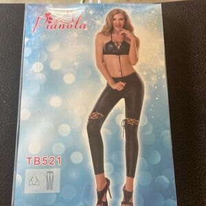 Nola Black Lace-Up Leggings